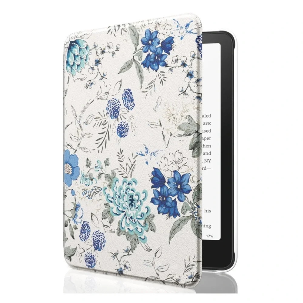 MoKo Case for Kindle White Blue Floral